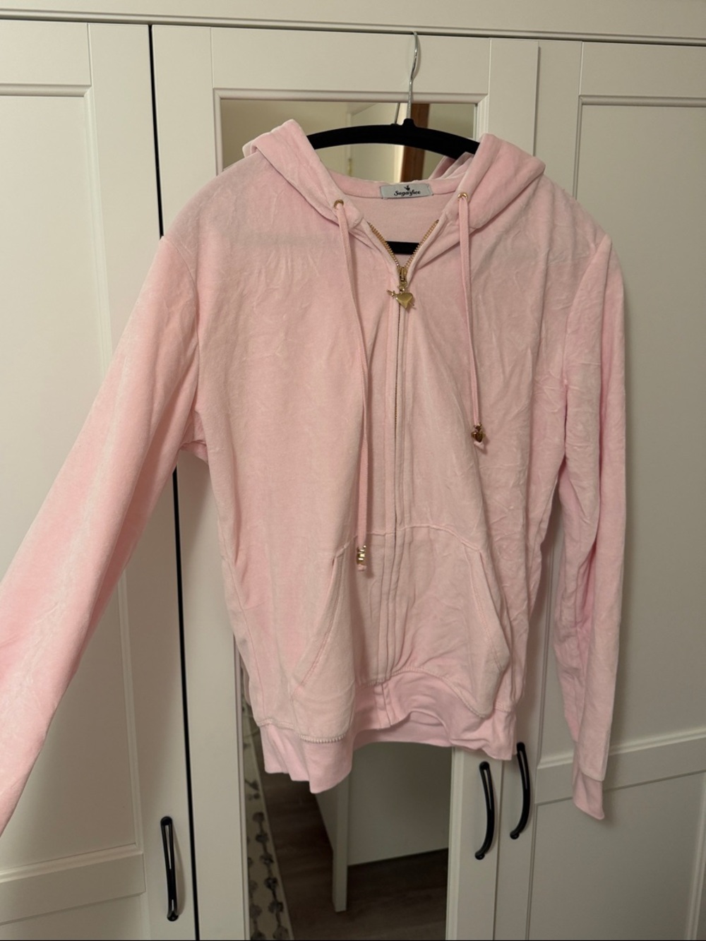 Sugar Free Velour Pink zip up